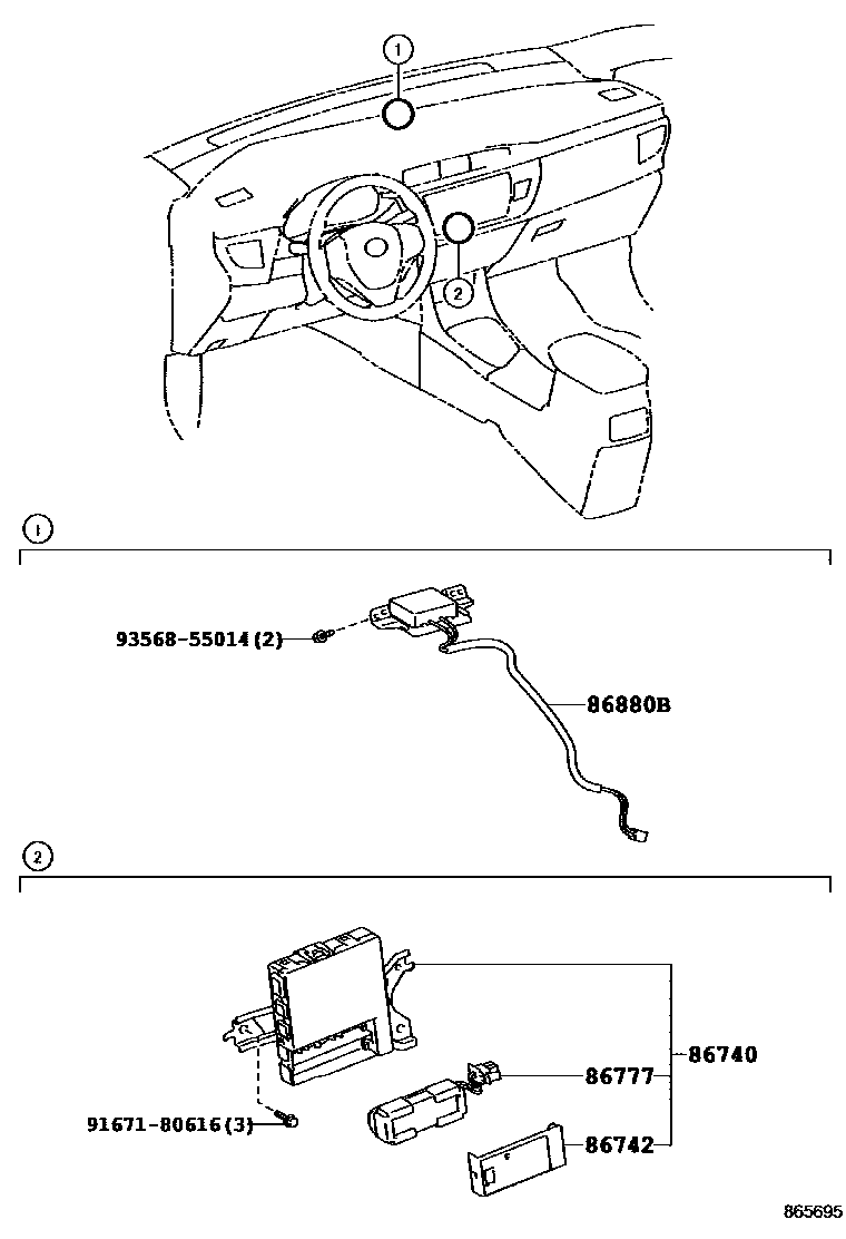 Toyota COROLLA 车载电话和呼救装置 EPC diagram — 865695