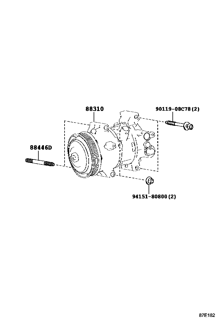 Toyota COROLLA Heating & Air Conditioning - Compressor EPC diagram — 87E182