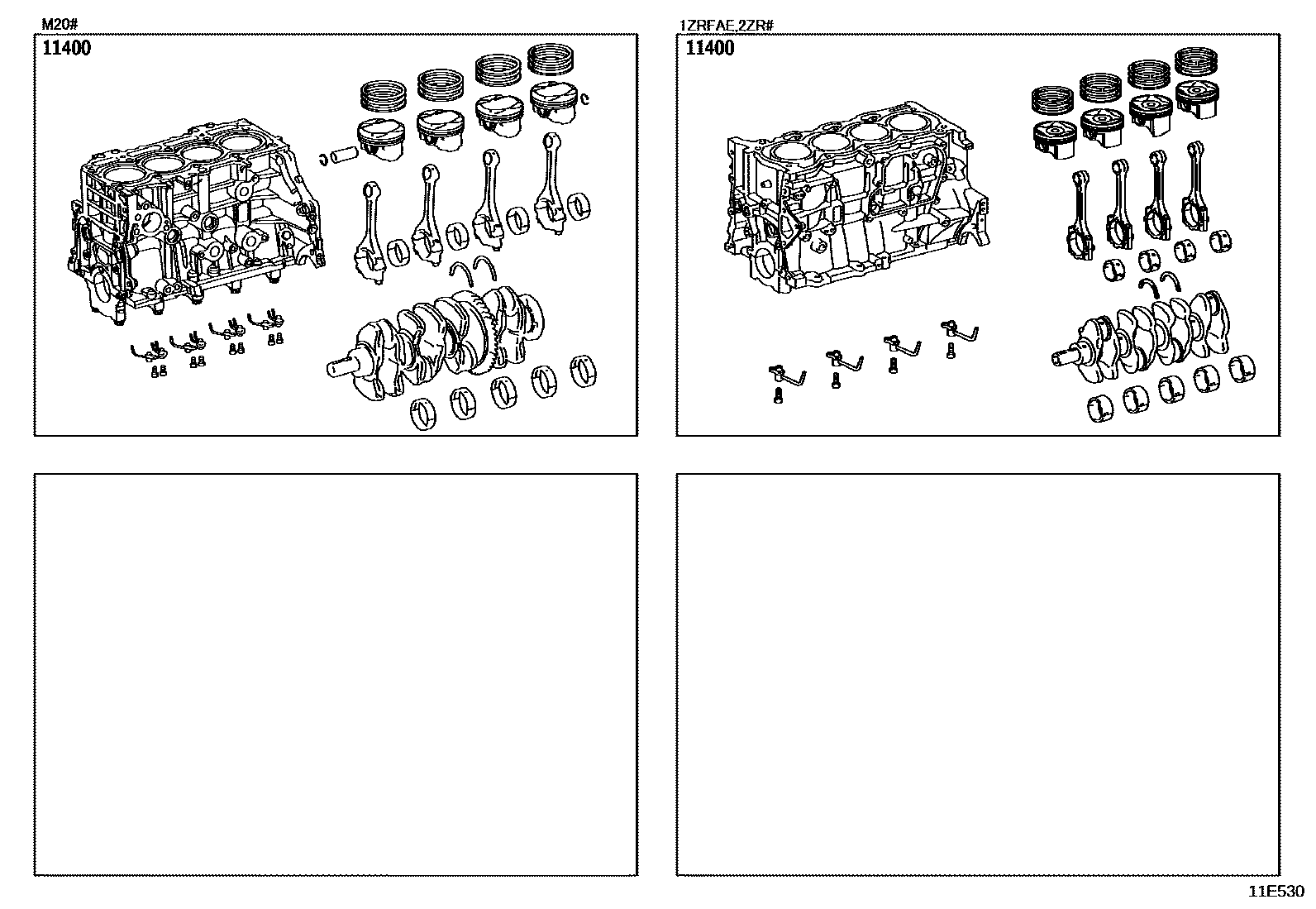 Toyota COROLLA Short Block Assembly EPC diagram — 11E530