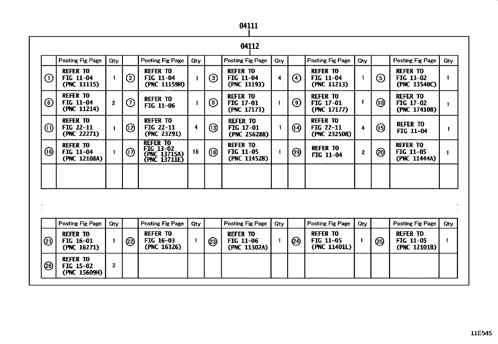 Toyota COROLLA Engine Overhaul Gasket Kit EPC diagram — 11E545