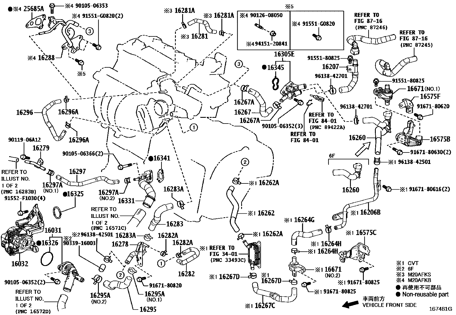 Toyota COROLLA RADIATOR & WATER OUTLET EPC diagram — 167481G