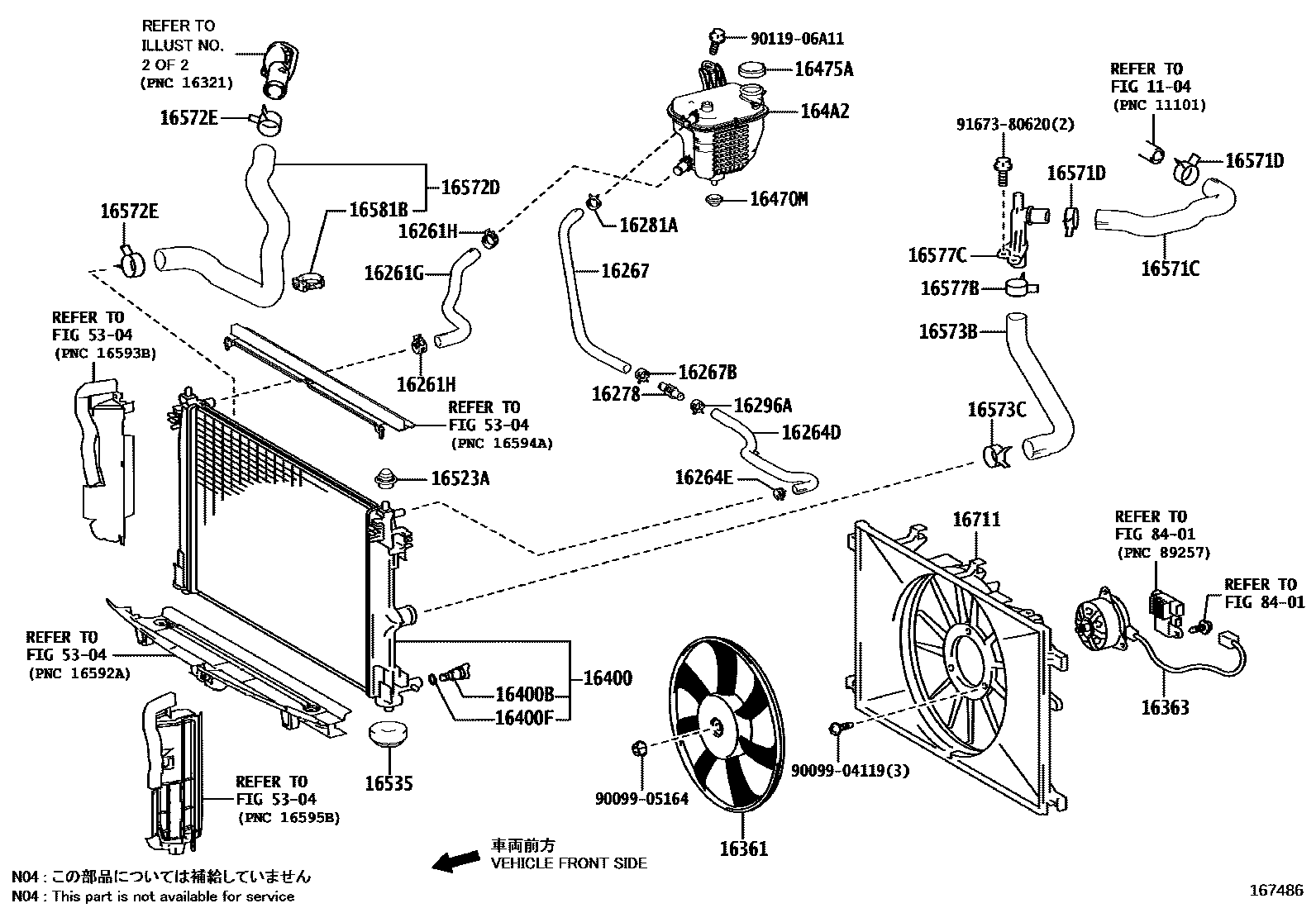 Toyota COROLLA RADIATOR & WATER OUTLET EPC diagram — 167486