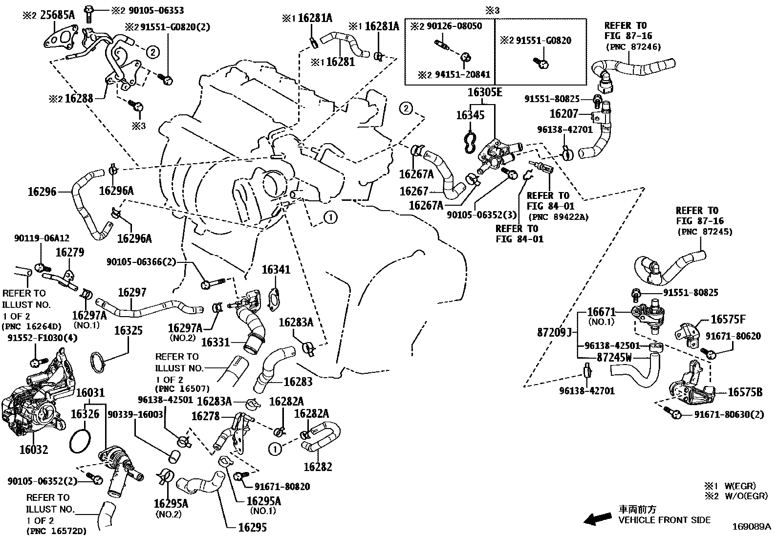 Toyota COROLLA RADIATOR & WATER OUTLET EPC diagram — 169089A