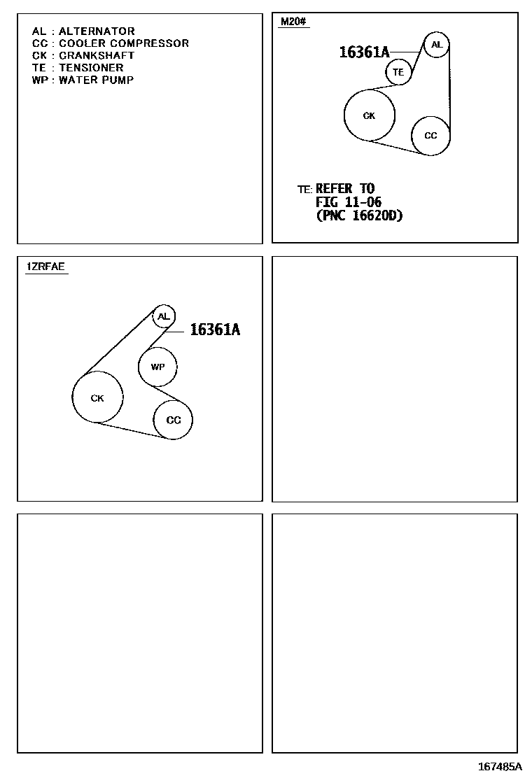 Toyota COROLLA V-Belt EPC diagram — 167485A