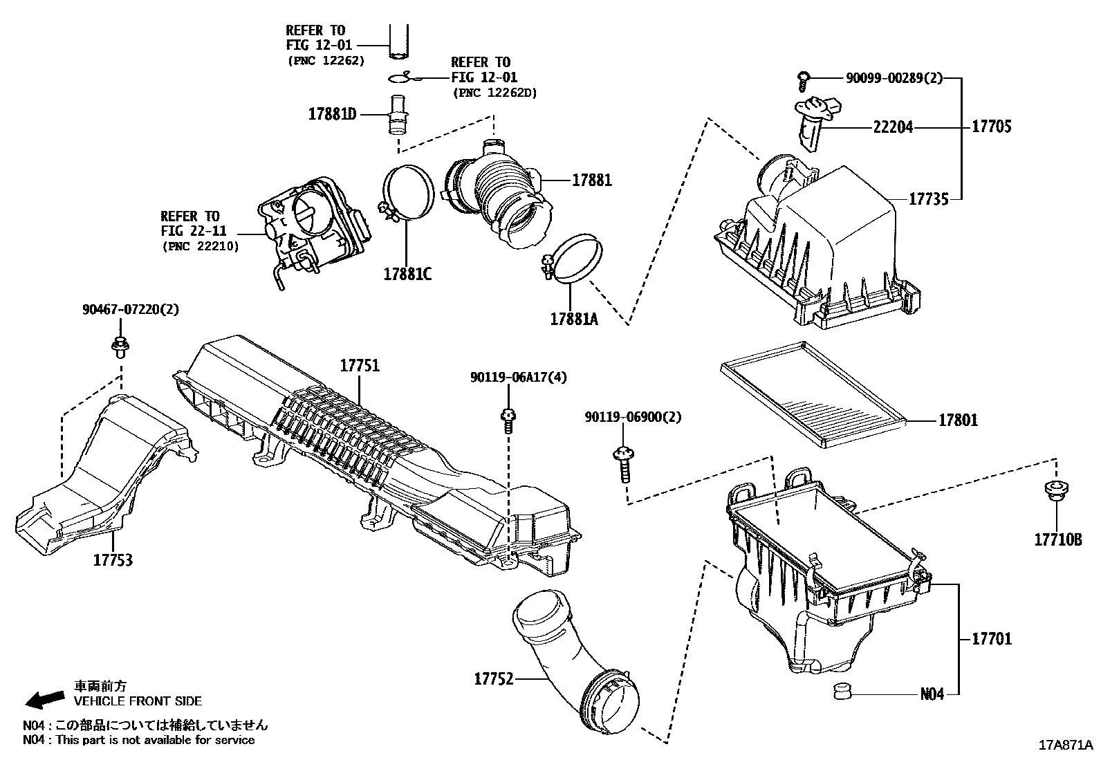 Toyota COROLLA Air Cleaner EPC diagram — 17A871A