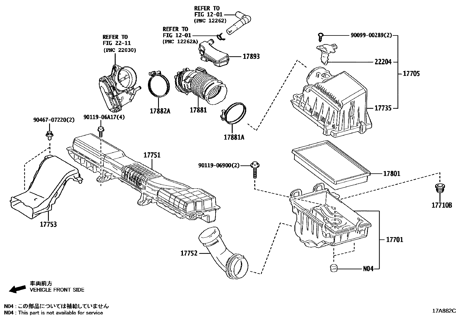Toyota COROLLA Air Cleaner EPC diagram — 17A882C