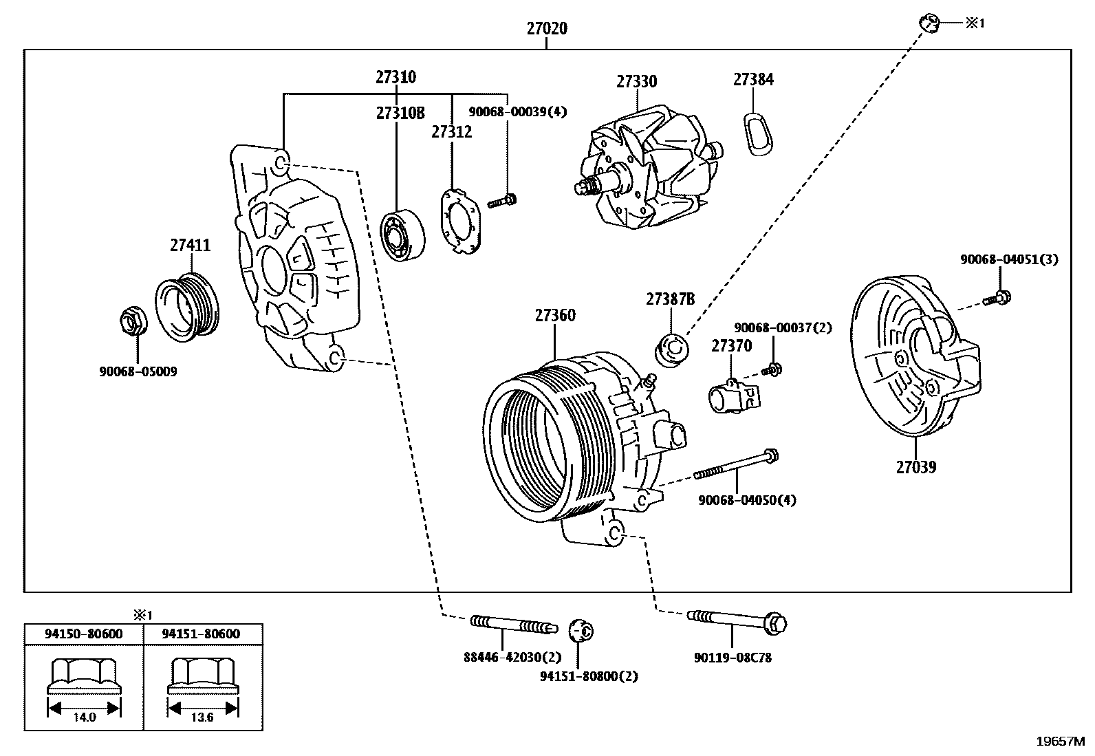 Toyota COROLLA Alternator EPC diagram — 19657M