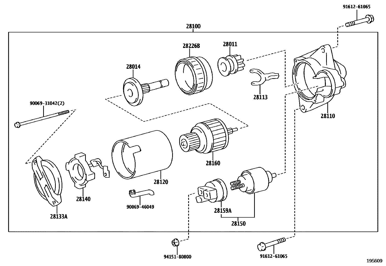Toyota COROLLA 起动机 EPC diagram — 195609