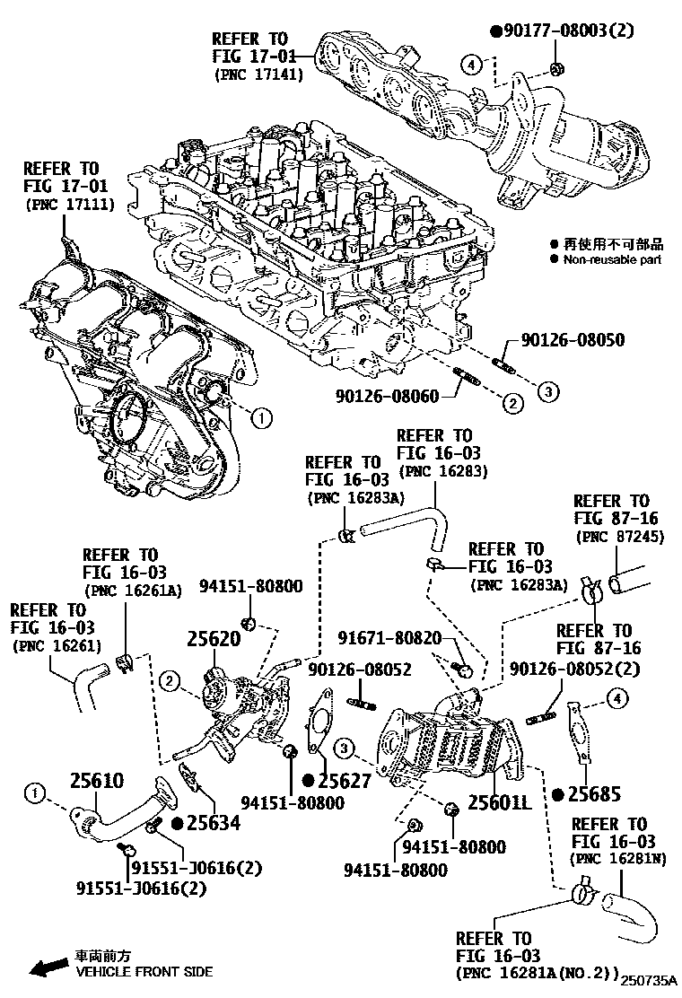 Toyota COROLLA 废气再循环系统 EPC diagram — 250735A
