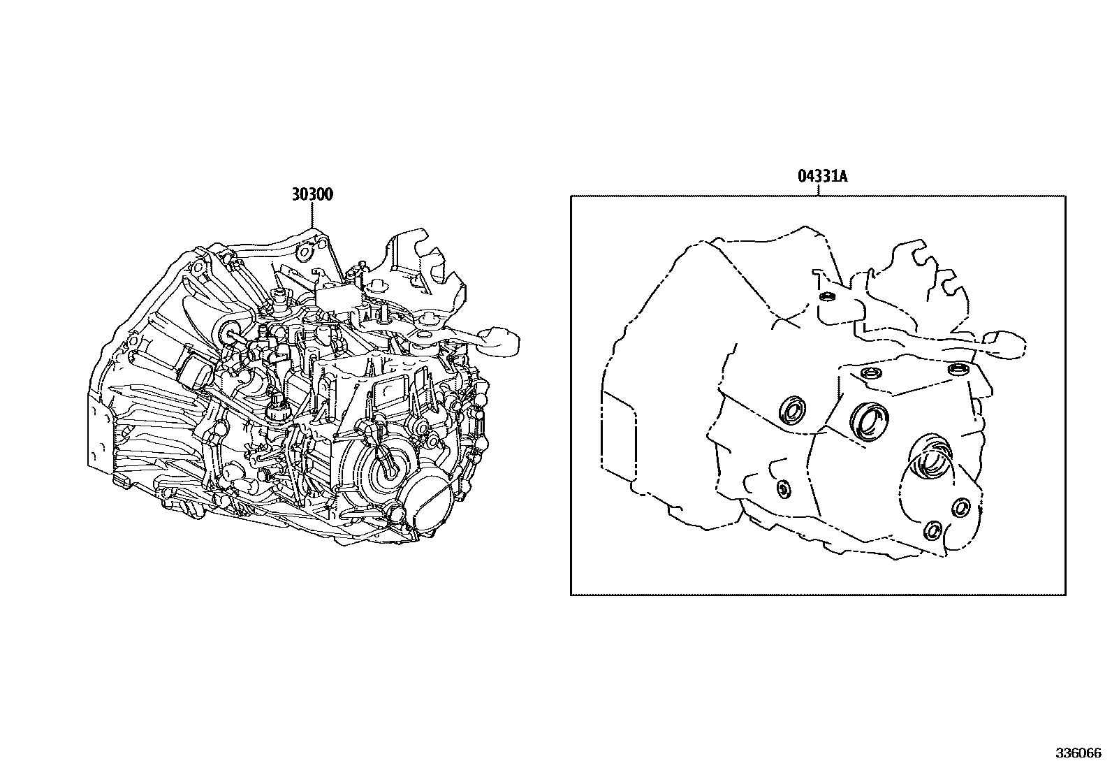 Toyota COROLLA 传动桥或变速器总成和衬垫组件(MTM) EPC diagram — 336066