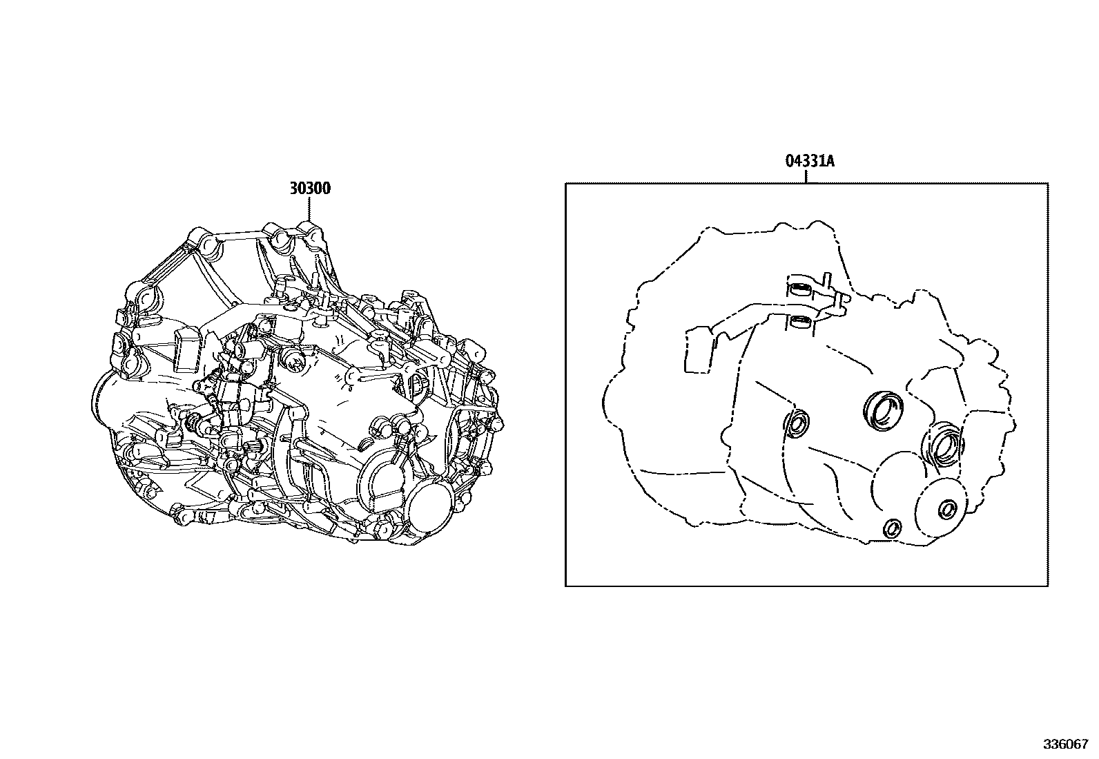 Toyota COROLLA 传动桥或变速器总成和衬垫组件(MTM) EPC diagram — 336067