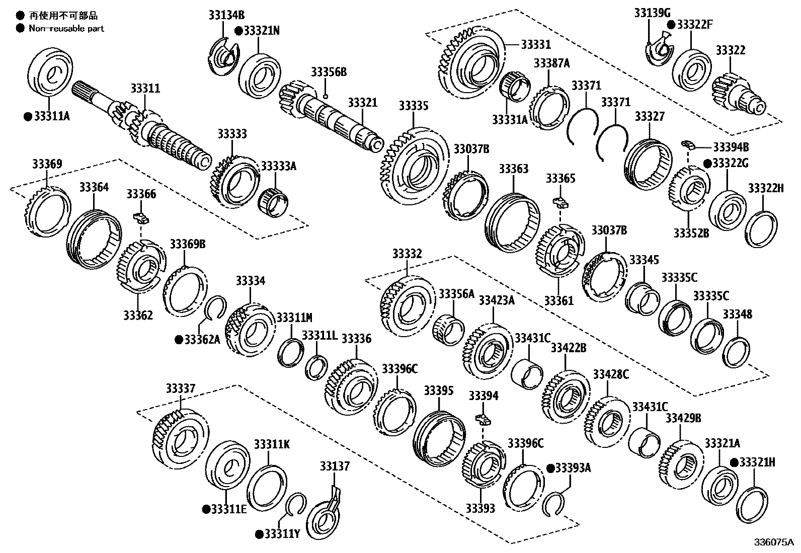 Toyota COROLLA 变速器齿轮(MTM) EPC diagram — 336075A