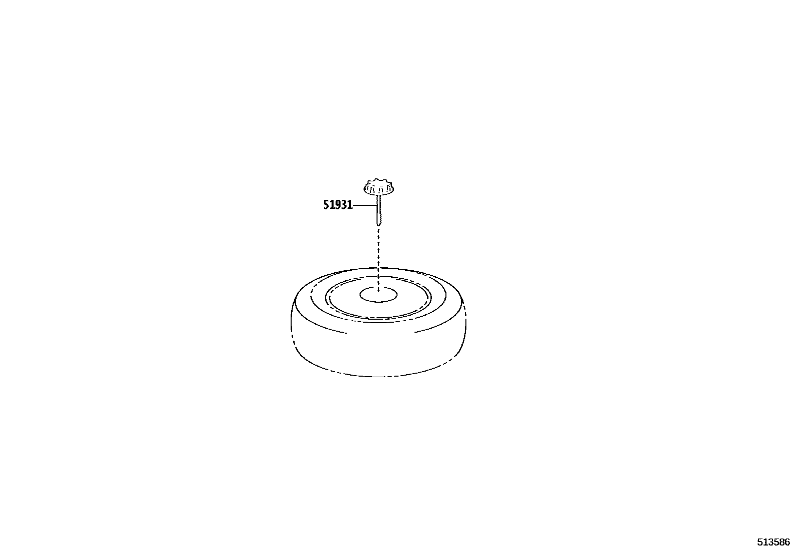 Toyota COROLLA Spare tire rack EPC diagram — 513586