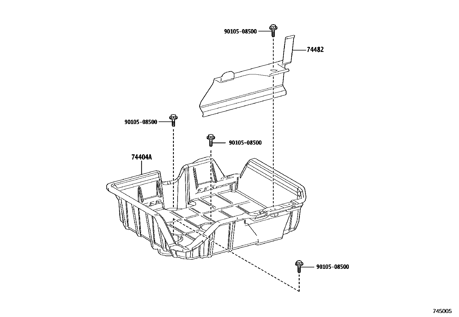 Toyota COROLLA battery holder EPC diagram — 745005