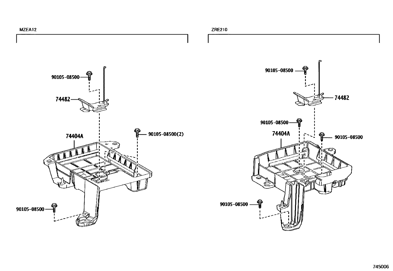 Toyota COROLLA battery holder EPC diagram — 745006