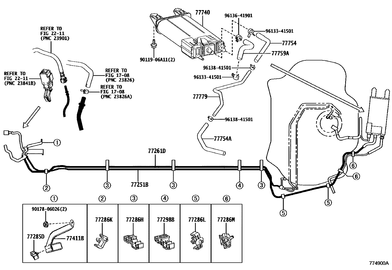 Toyota COROLLA 燃油箱和燃油管 EPC diagram — 774900A