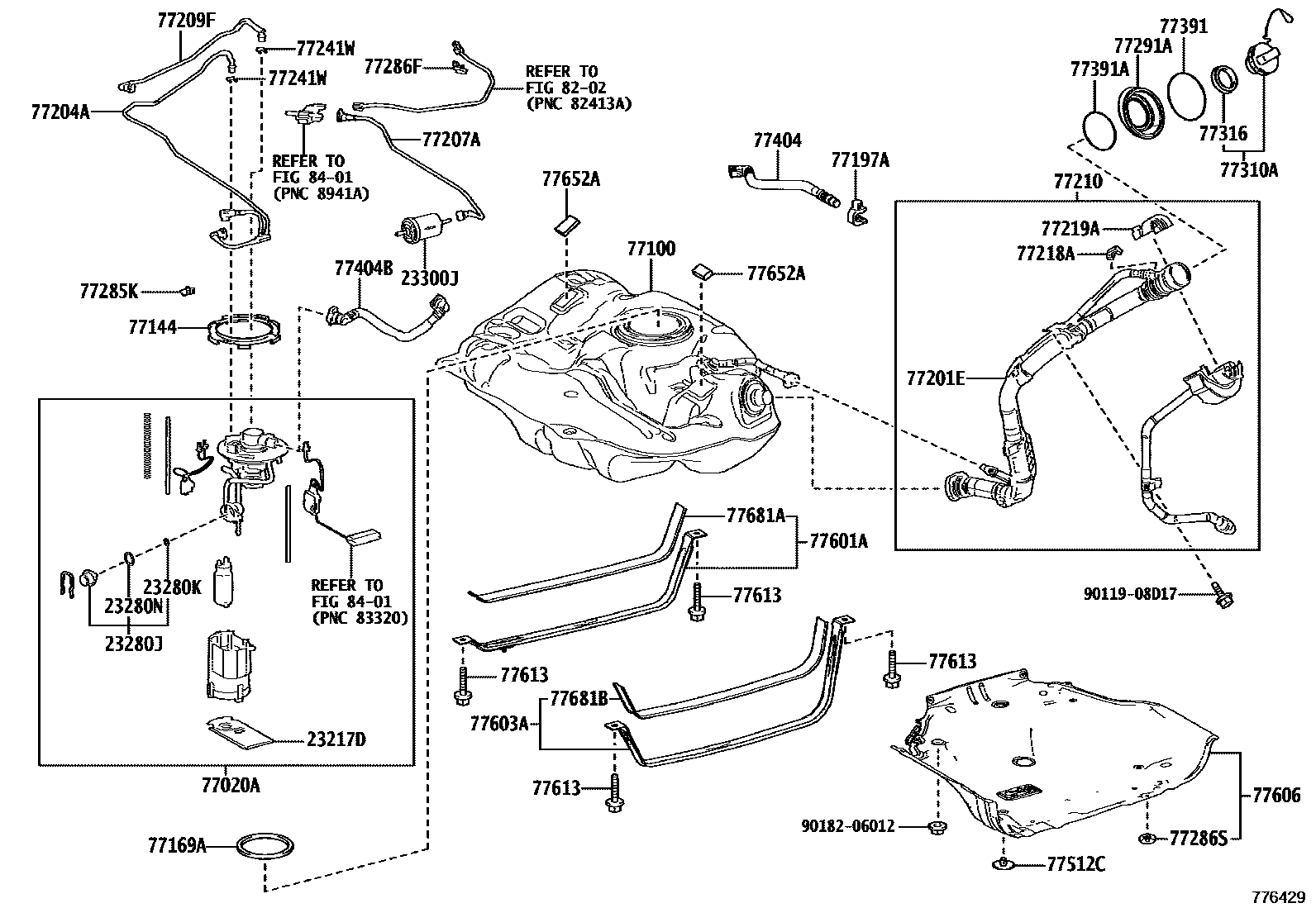 Toyota COROLLA 燃油箱和燃油管 EPC diagram — 776429