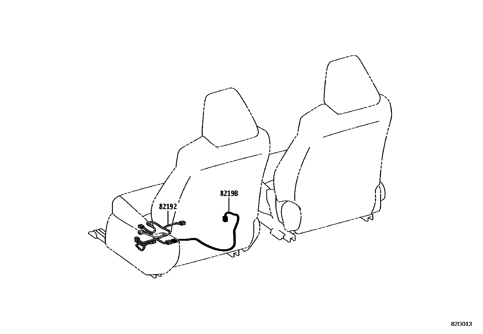 Toyota COROLLA 线束和卡夹 EPC diagram — 82D013