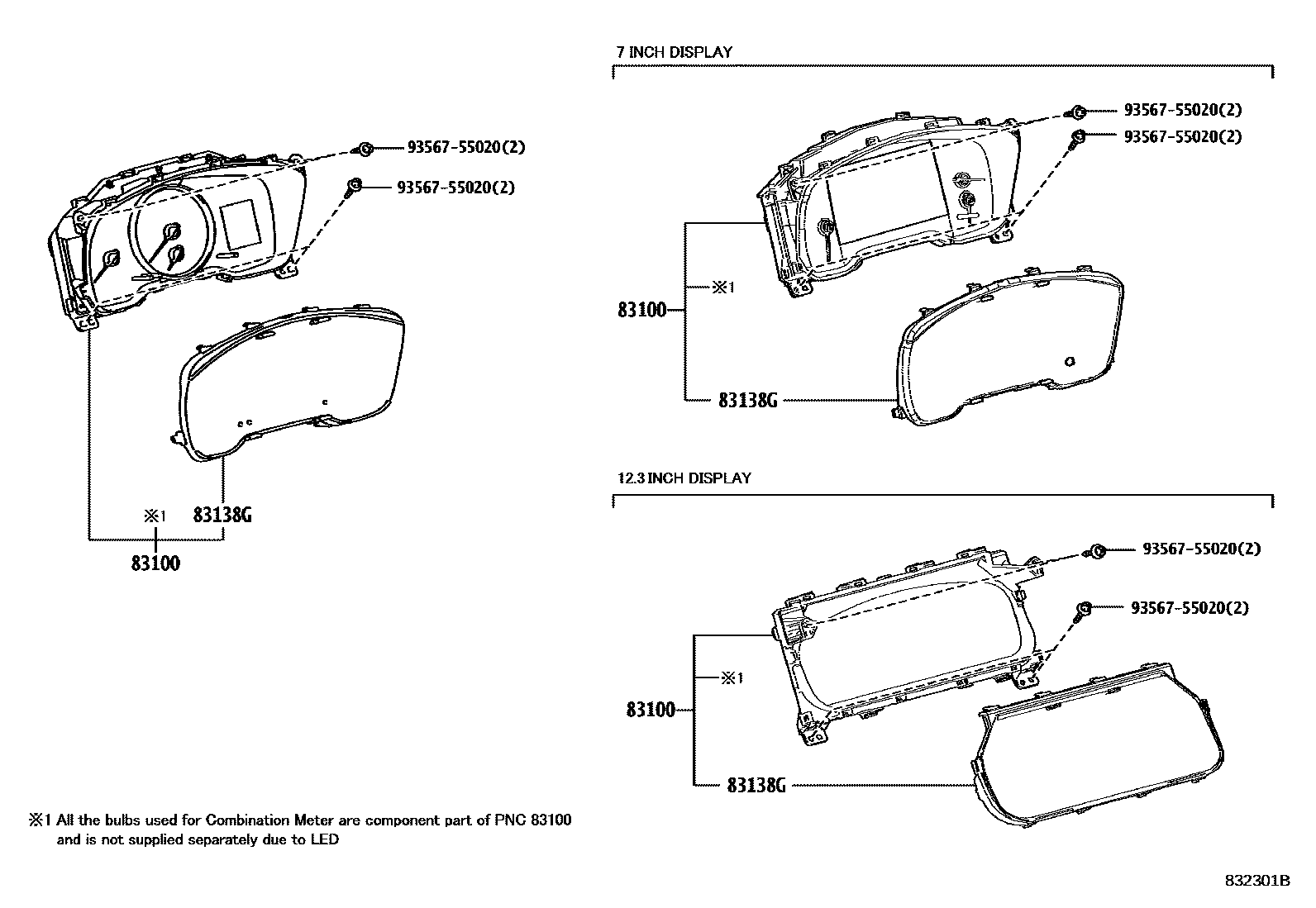 Toyota COROLLA 仪表 EPC diagram — 832301B
