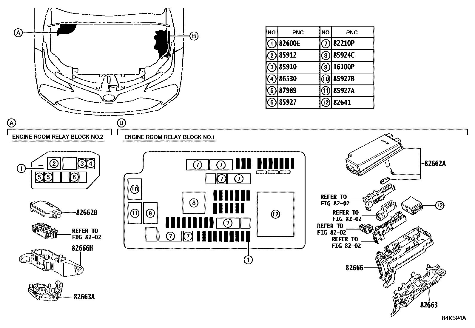 Toyota COROLLA 开关和继电器和ECU EPC diagram — 84K594A