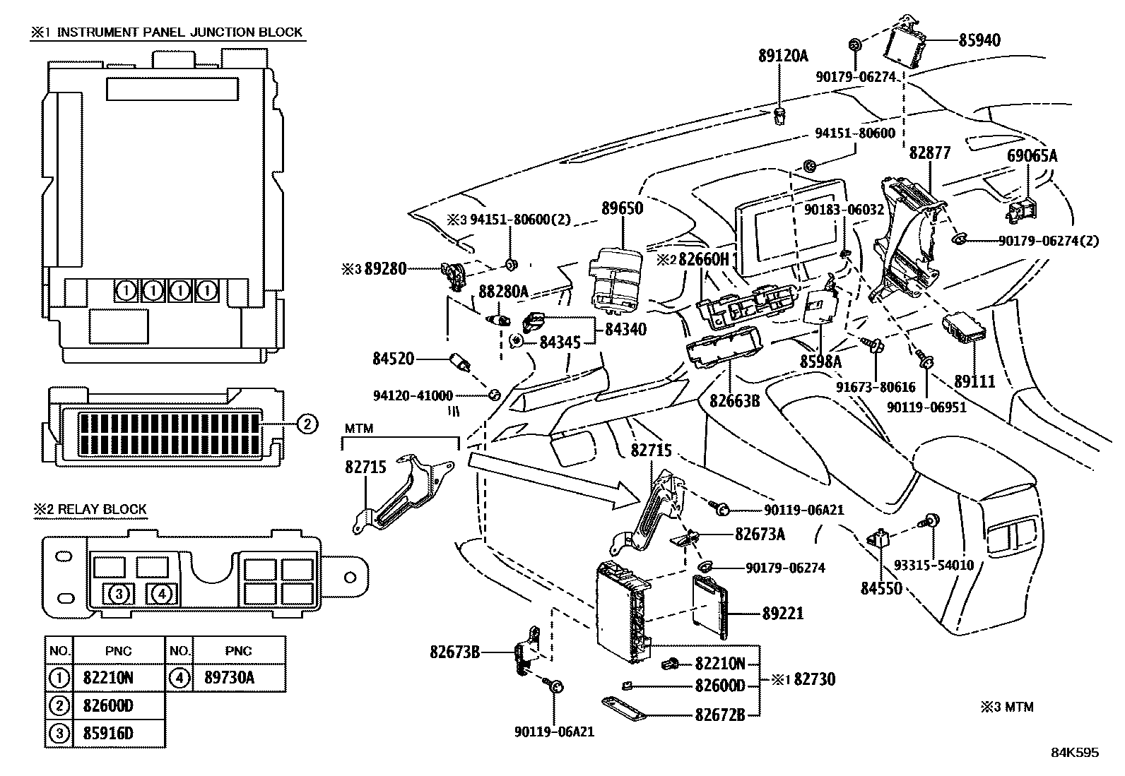 Toyota COROLLA 开关和继电器和ECU EPC diagram — 84K595