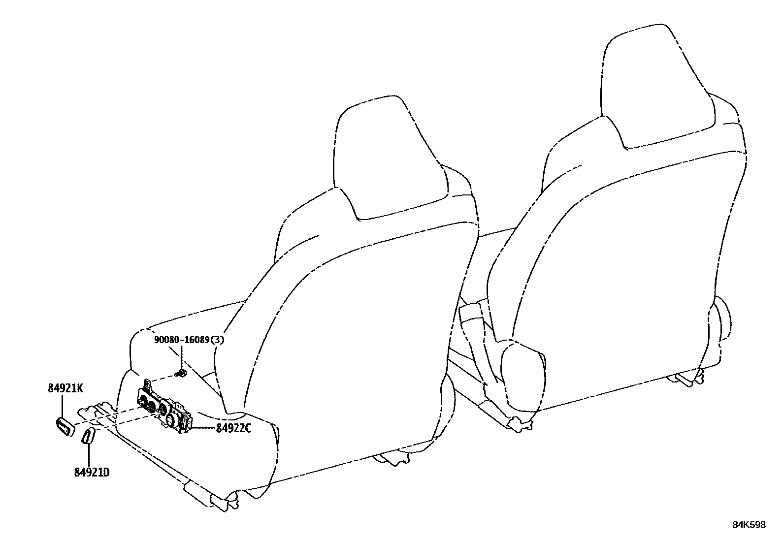 Toyota COROLLA 开关和继电器和ECU EPC diagram — 84K598