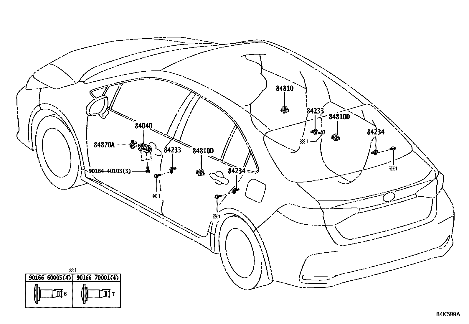 Toyota COROLLA 开关和继电器和ECU EPC diagram — 84K599A