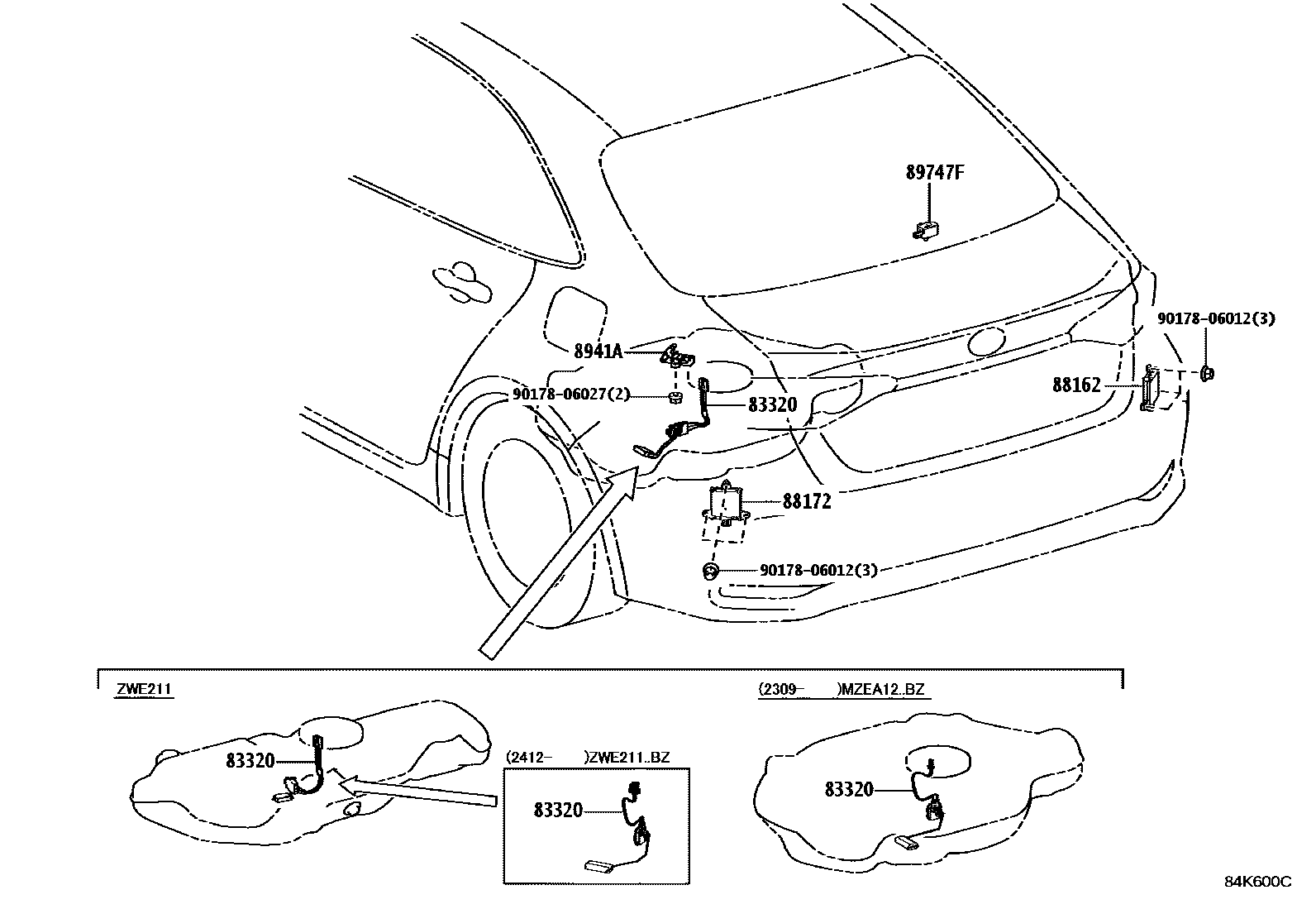 Toyota COROLLA 开关和继电器和ECU EPC diagram — 84K600C