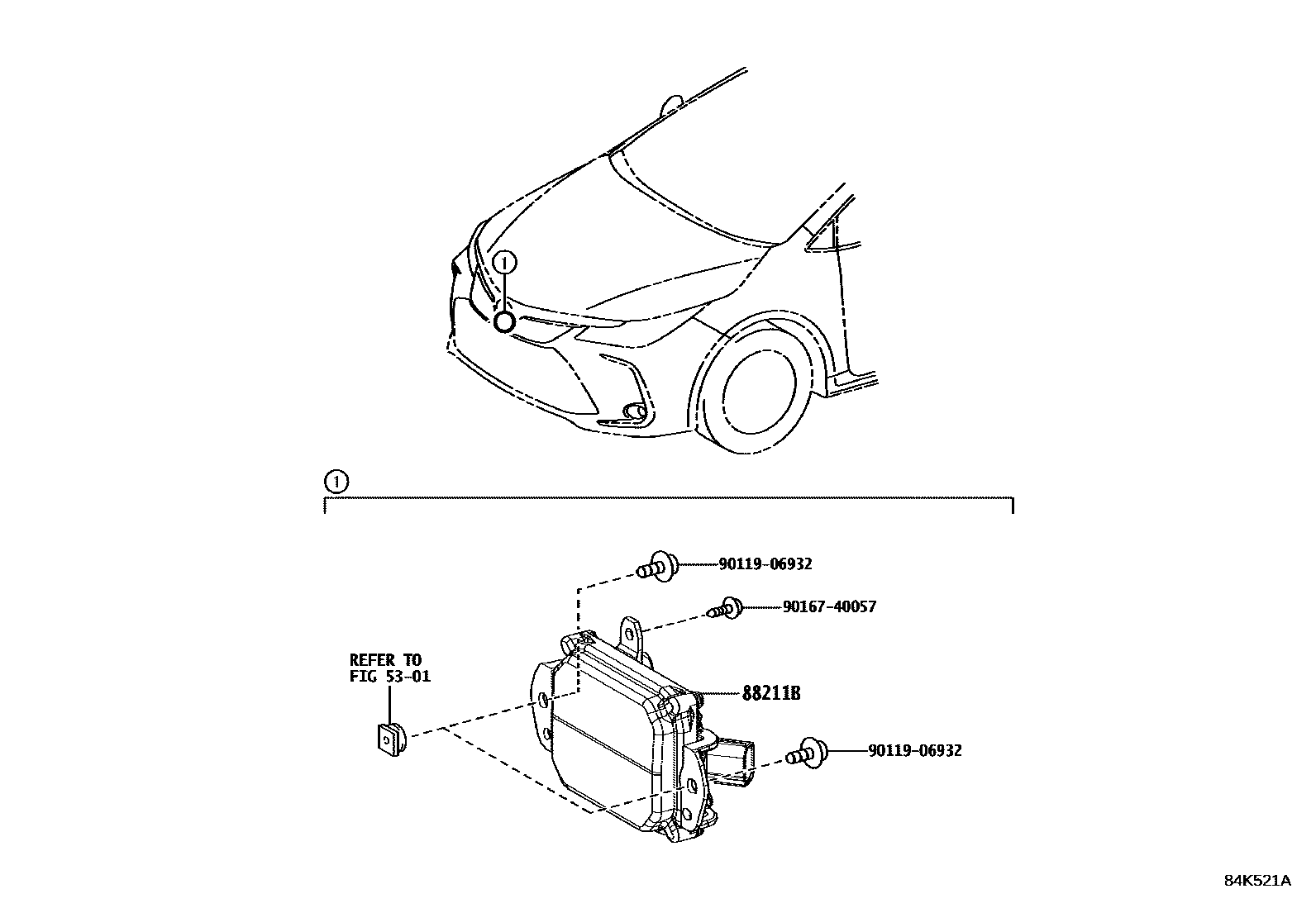 Toyota COROLLA 巡航控制(自动行驶) EPC diagram — 84K521A