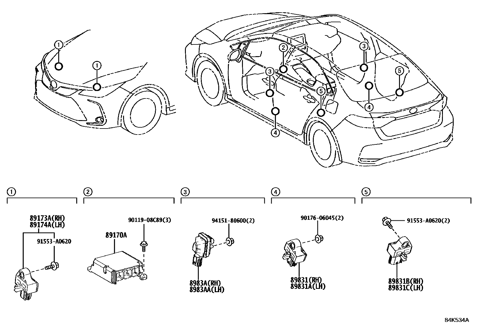 Toyota COROLLA 空气囊 EPC diagram — 84K534A