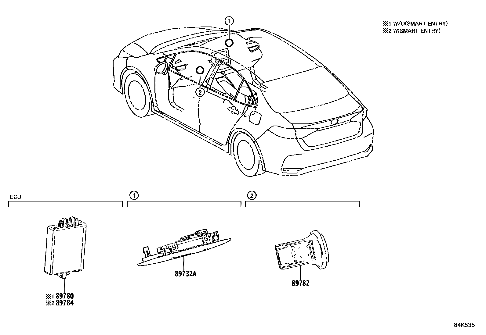 Toyota COROLLA 防盗装置 EPC diagram — 84K535