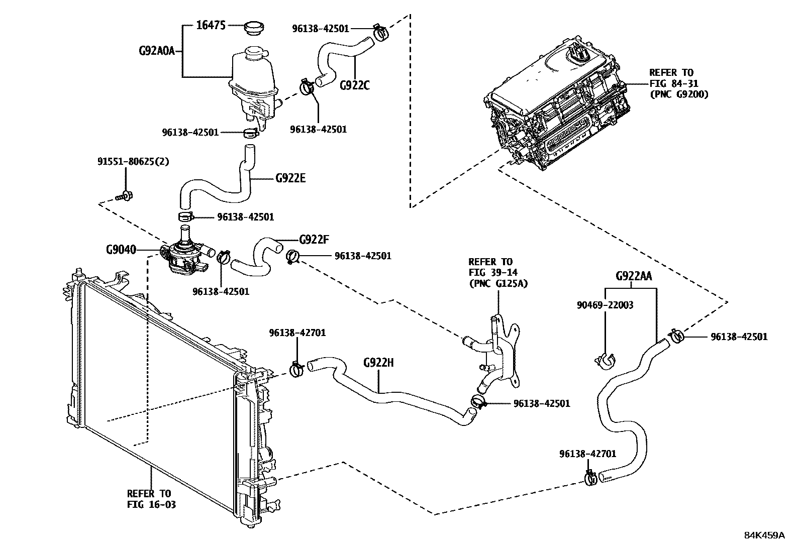 Toyota COROLLA 逆变器冷却系统 EPC diagram — 84K459A