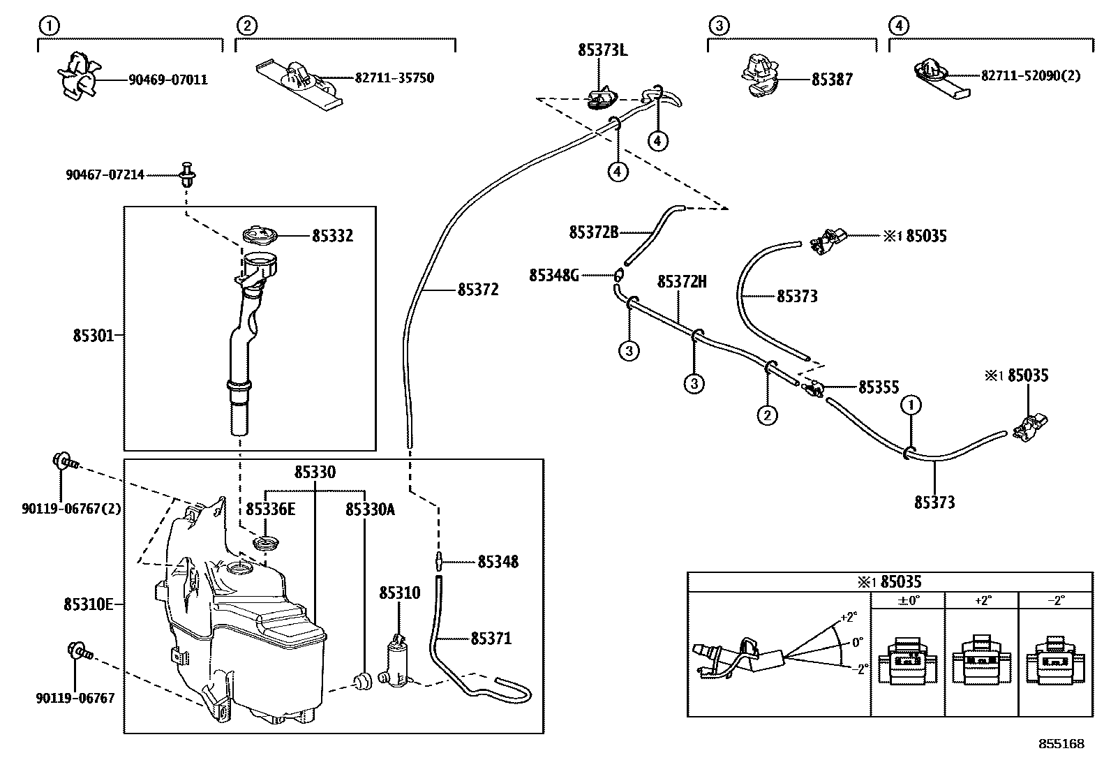 Toyota COROLLA 挡风玻璃清洗器 EPC diagram — 855168