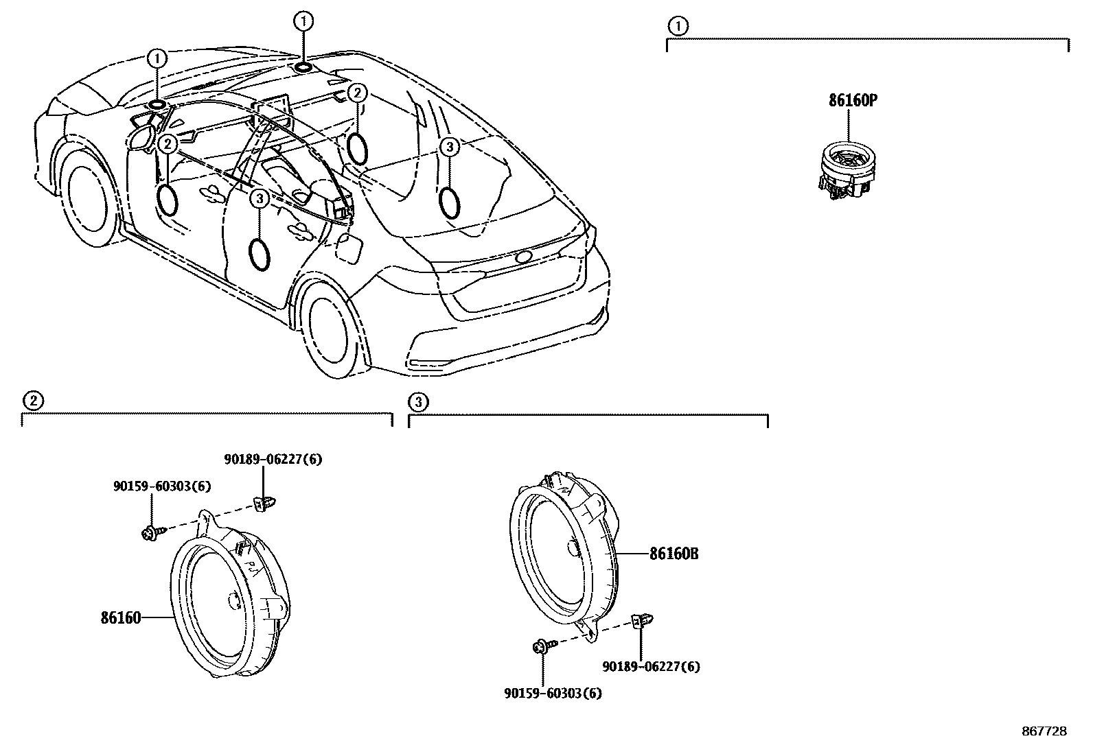 Toyota COROLLA 扬声器 EPC diagram — 867728