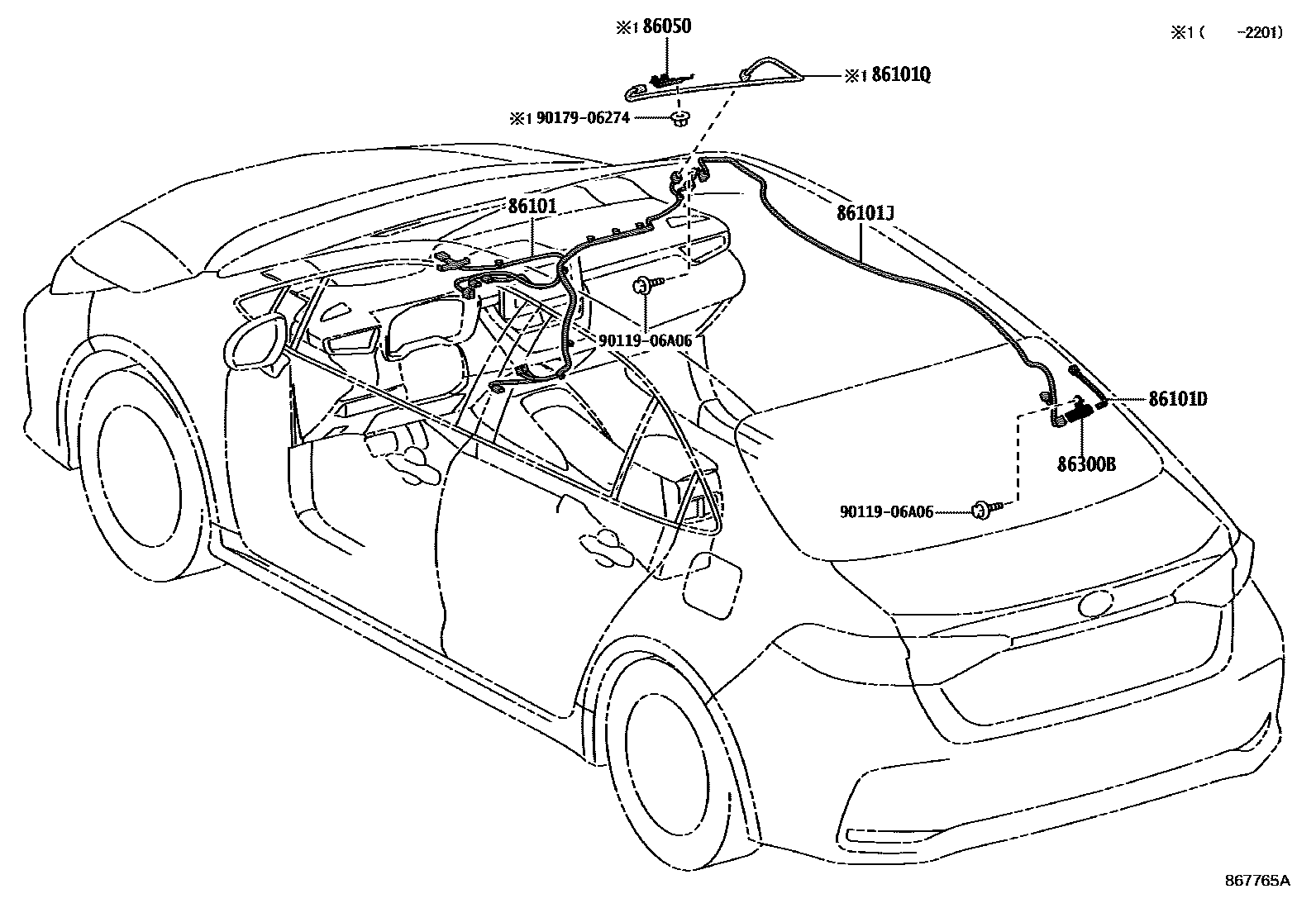 Toyota COROLLA antenna EPC diagram — 867765A
