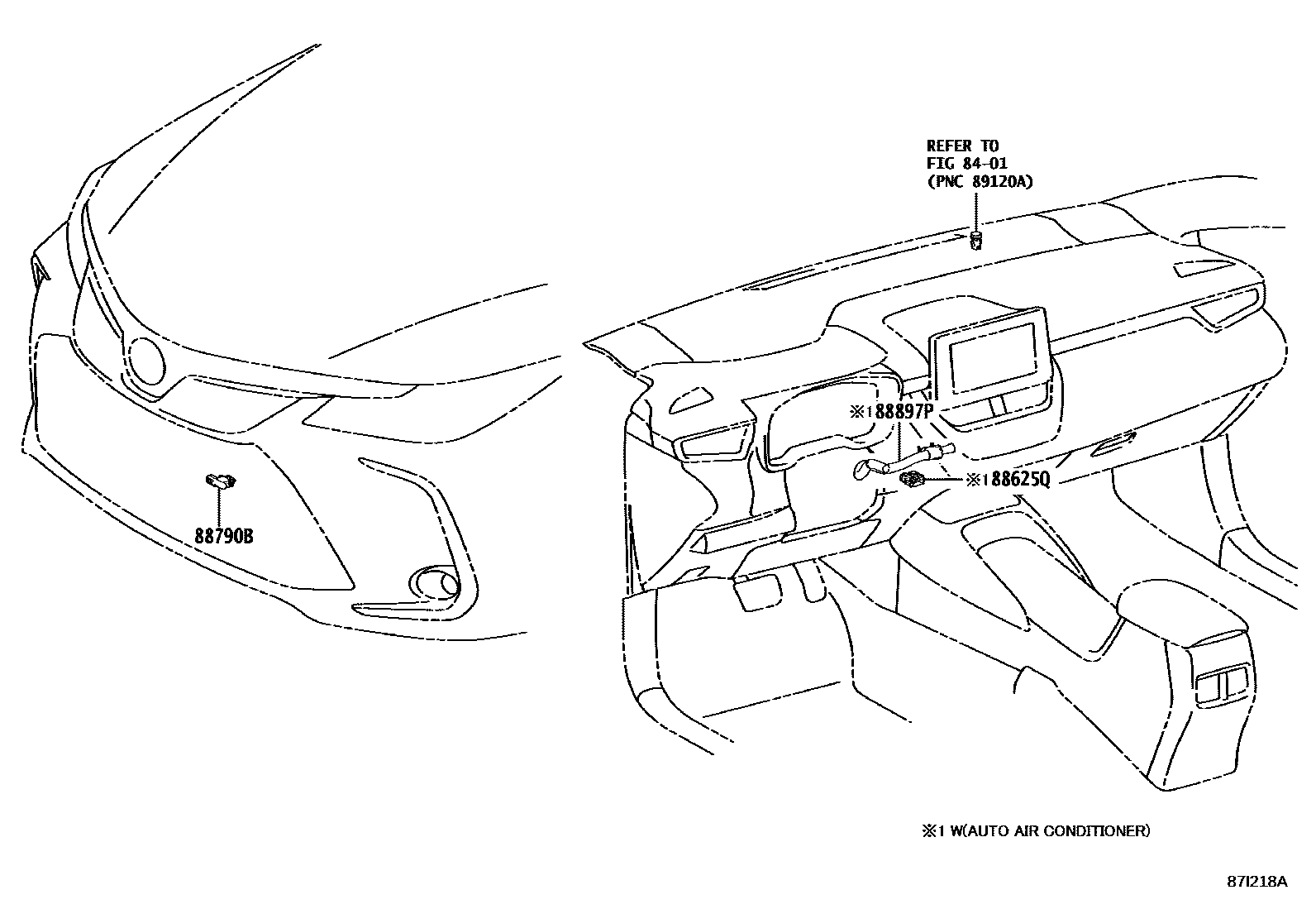 Toyota COROLLA 暖风和空调系统 - 控制器和风管 EPC diagram — 87I218A