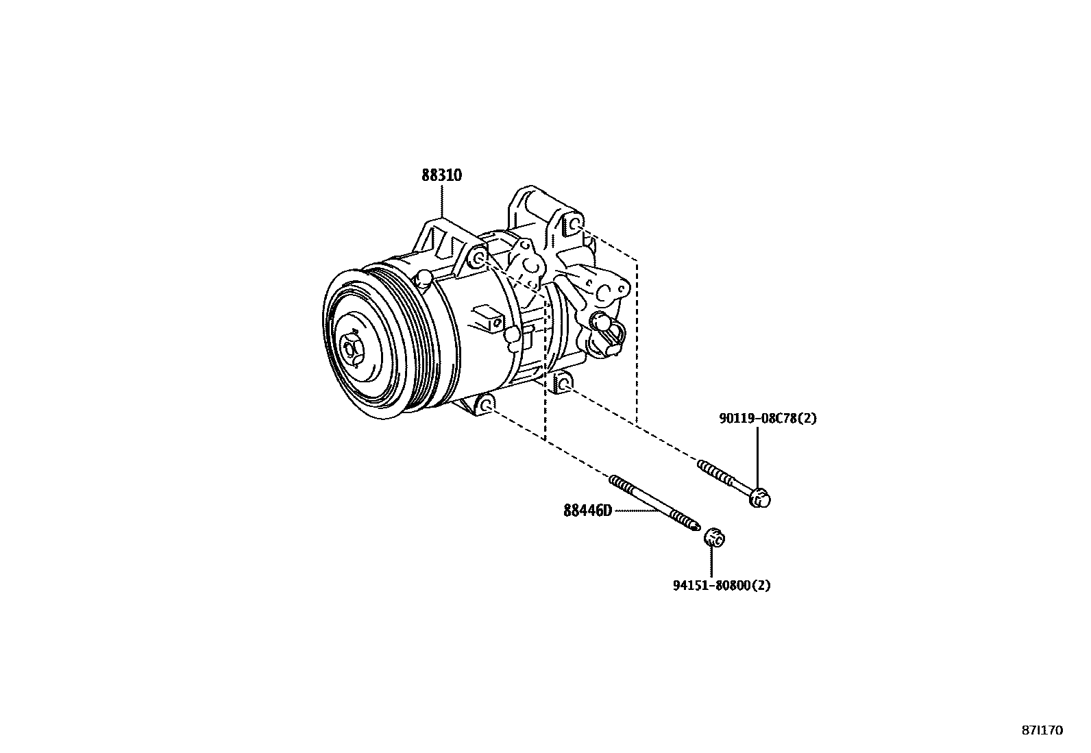 Toyota COROLLA Heating & Air Conditioning - Compressor EPC diagram — 87I170
