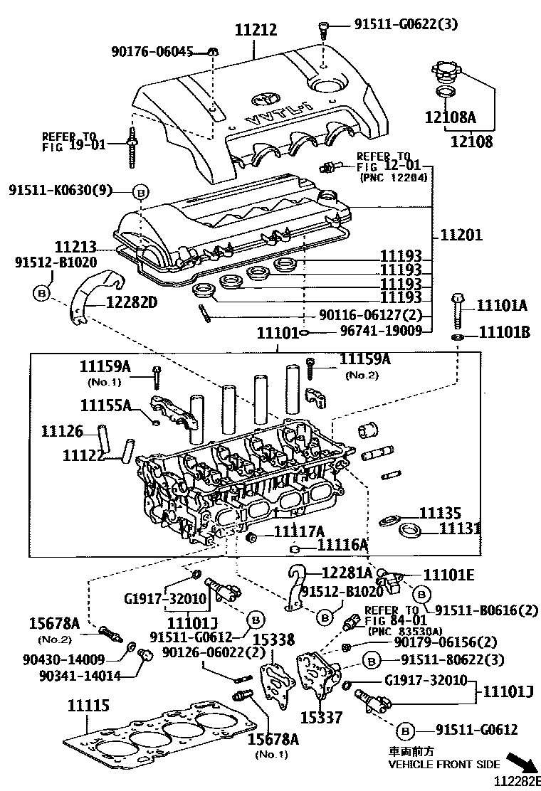 Toyota COROLLA Cylinder Head EPC diagram — 112282E