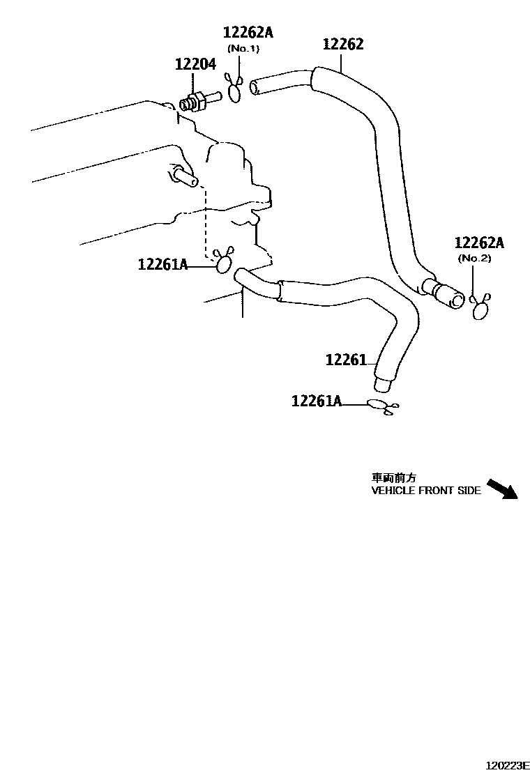 Toyota COROLLA Ventilation Hose EPC diagram — 120223E