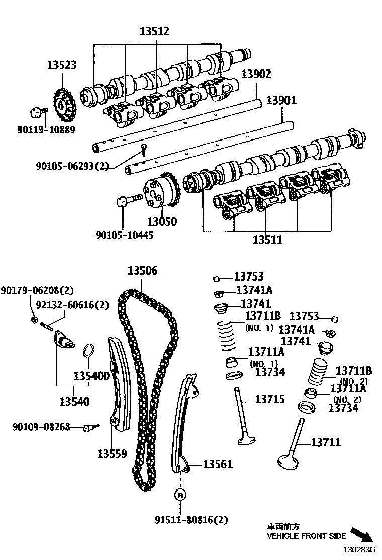 Toyota COROLLA Camshaft & Valve EPC diagram — 130283G