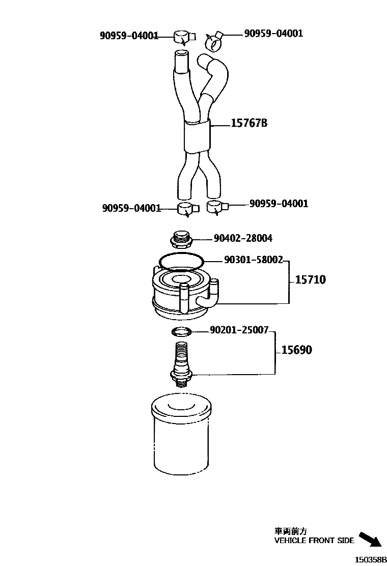 Toyota COROLLA Engine Oil Cooler EPC diagram — 150358B