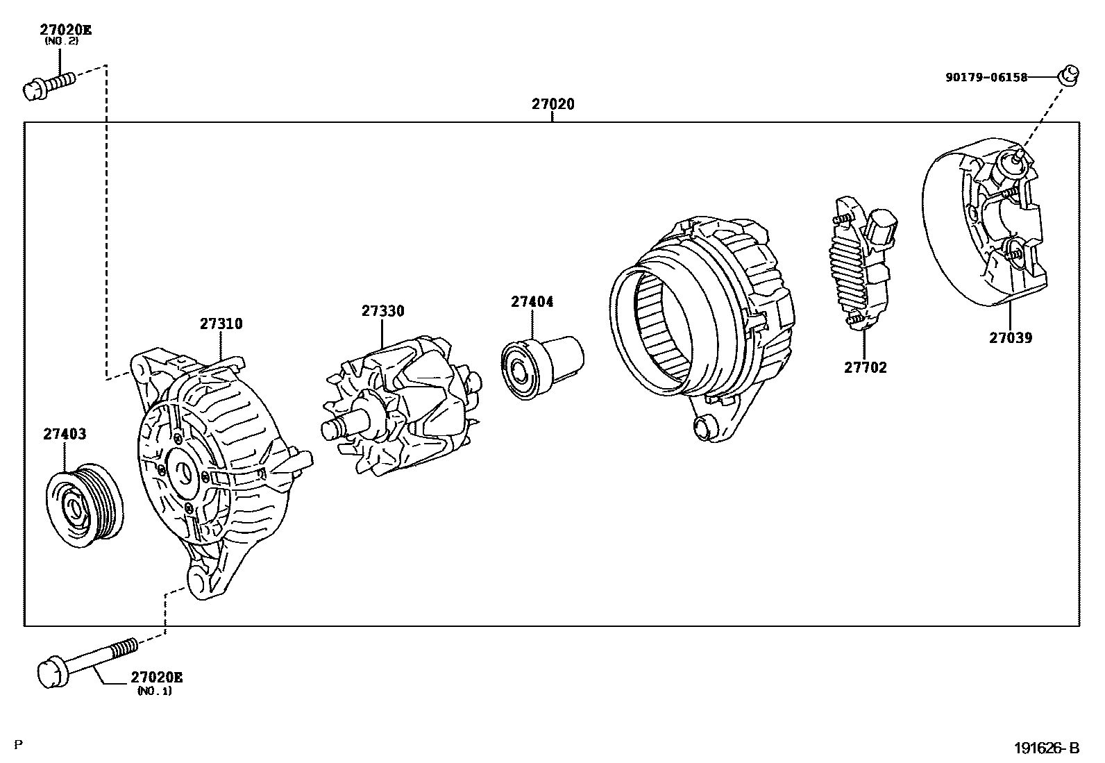 Toyota COROLLA Alternator EPC diagram — 191626B