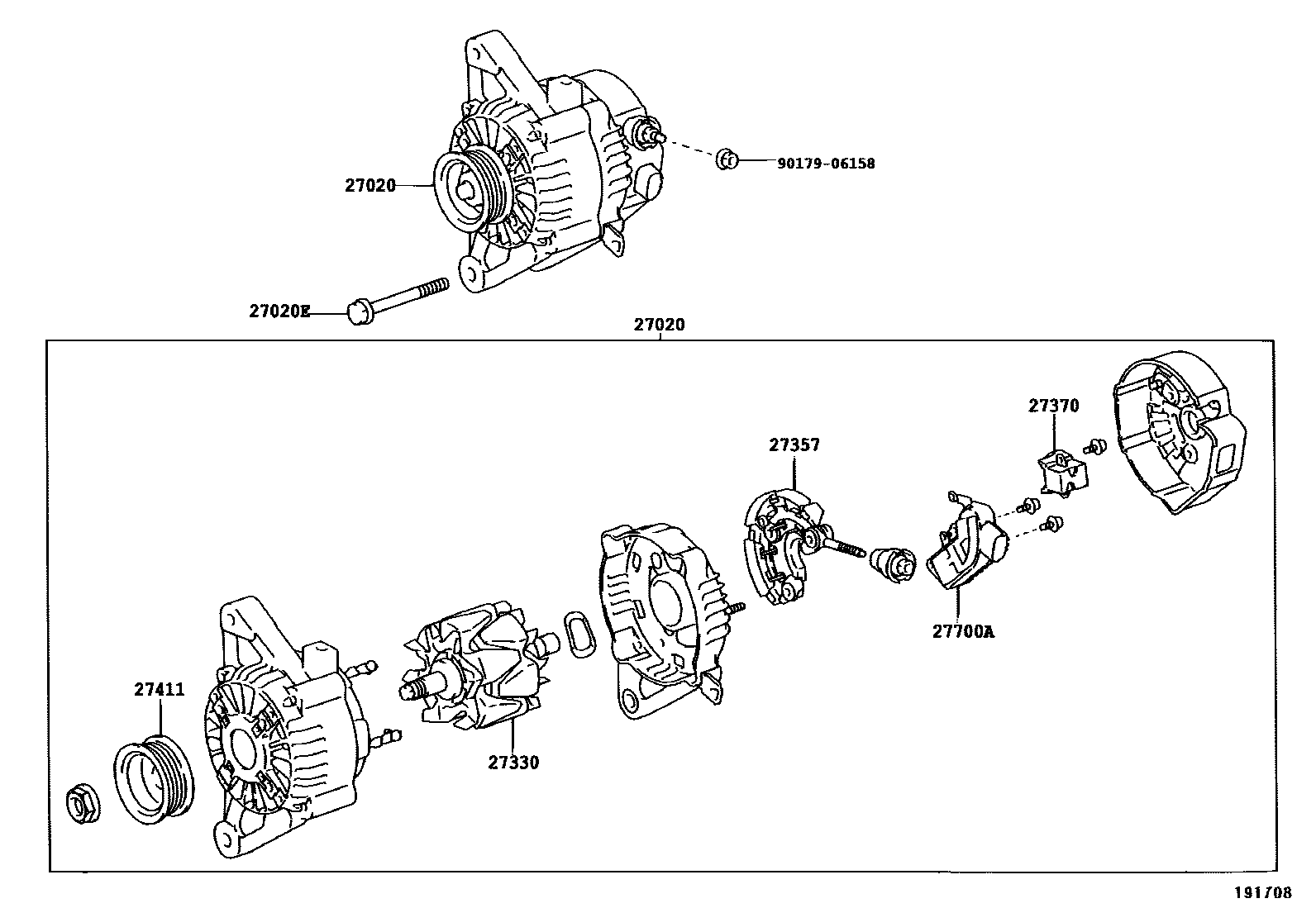 Toyota COROLLA Alternator EPC diagram — 191708A