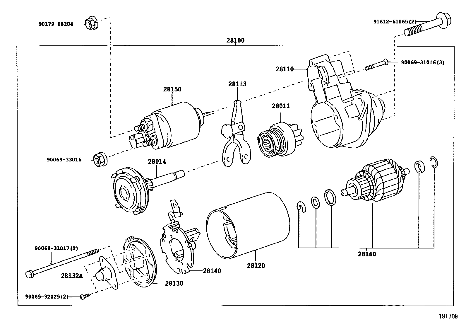 Toyota COROLLA 起动机 EPC diagram — 191709C