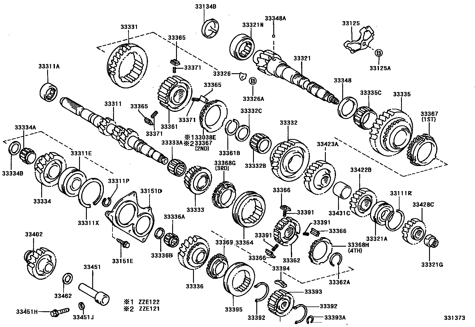 Toyota COROLLA 变速器齿轮(MTM) EPC diagram — 331373