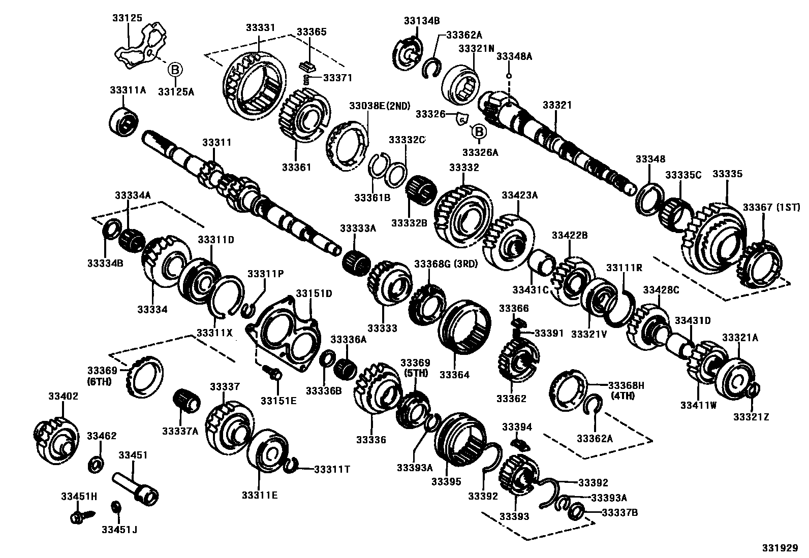 Toyota COROLLA 变速器齿轮(MTM) EPC diagram — 331929