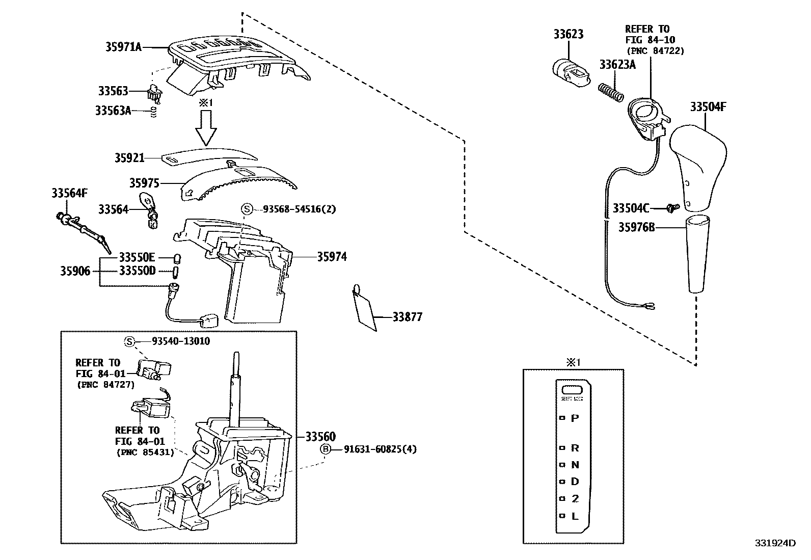 Toyota COROLLA Shift Lever & Retainer EPC diagram — 331924D