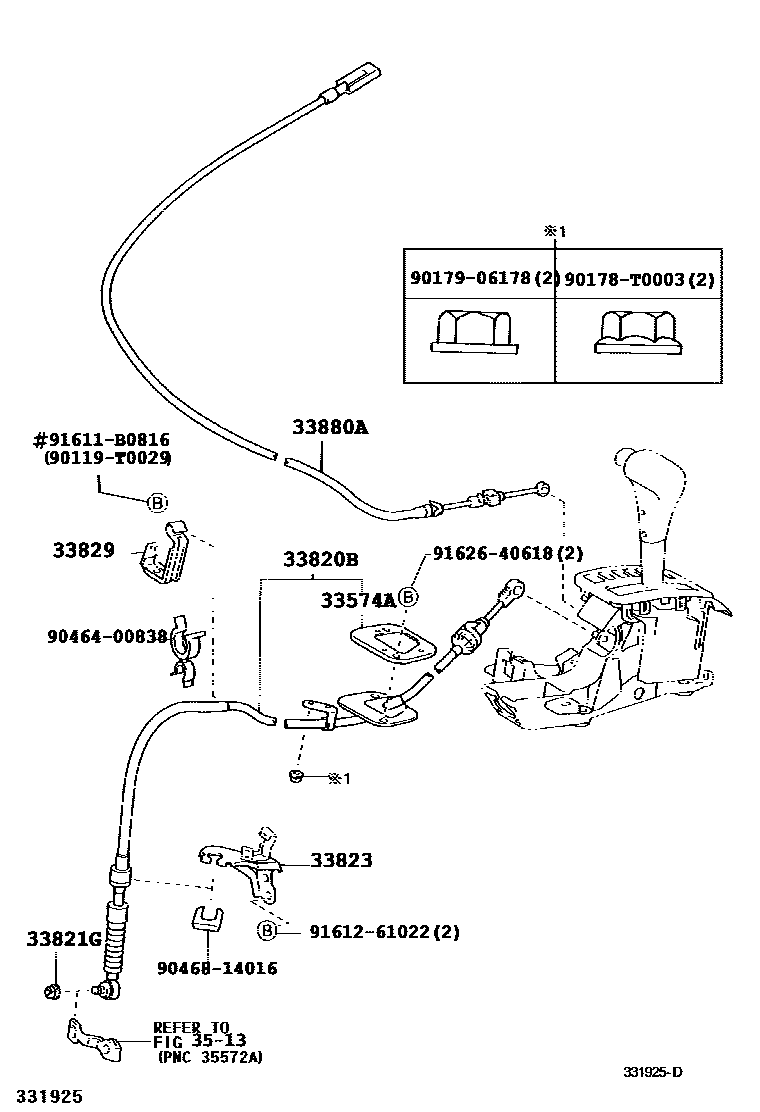 Toyota COROLLA Shift Lever & Retainer EPC diagram — 331925D