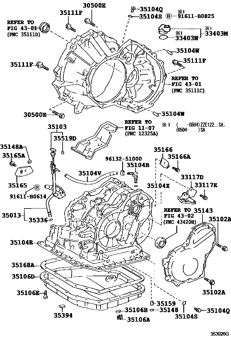 Toyota COROLLA 变速器壳和油底壳(ATM) EPC diagram — 353926G