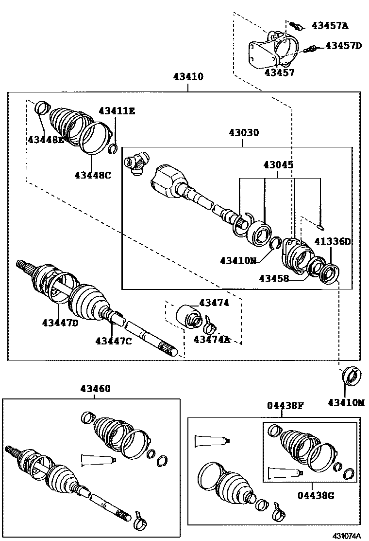 Toyota COROLLA Front Drive Shaft EPC diagram — 431074A